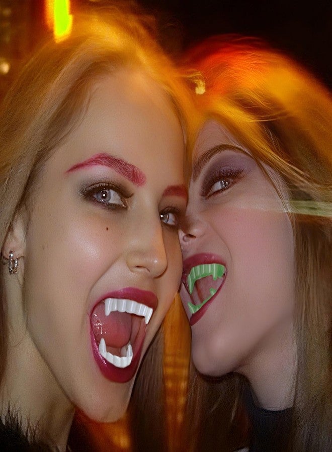 GRITOSE 12 Pcs Halloween White Teeth Fangs Vampire Teeth Funny Cosplay Plastic Decor, Party Gift for Women Men Food Accessories（6pcs White，6pcs Luminous） - Image 4